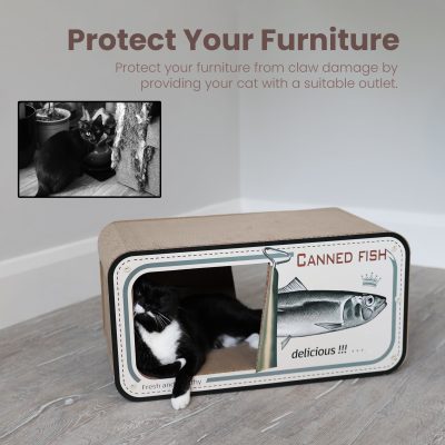 Pawfecto Cat House with Cat Scratching Board | Bed For Kitty | Cats Scratchers | Pet Cardboard | Kitten Scratching Boards | Cardboard House