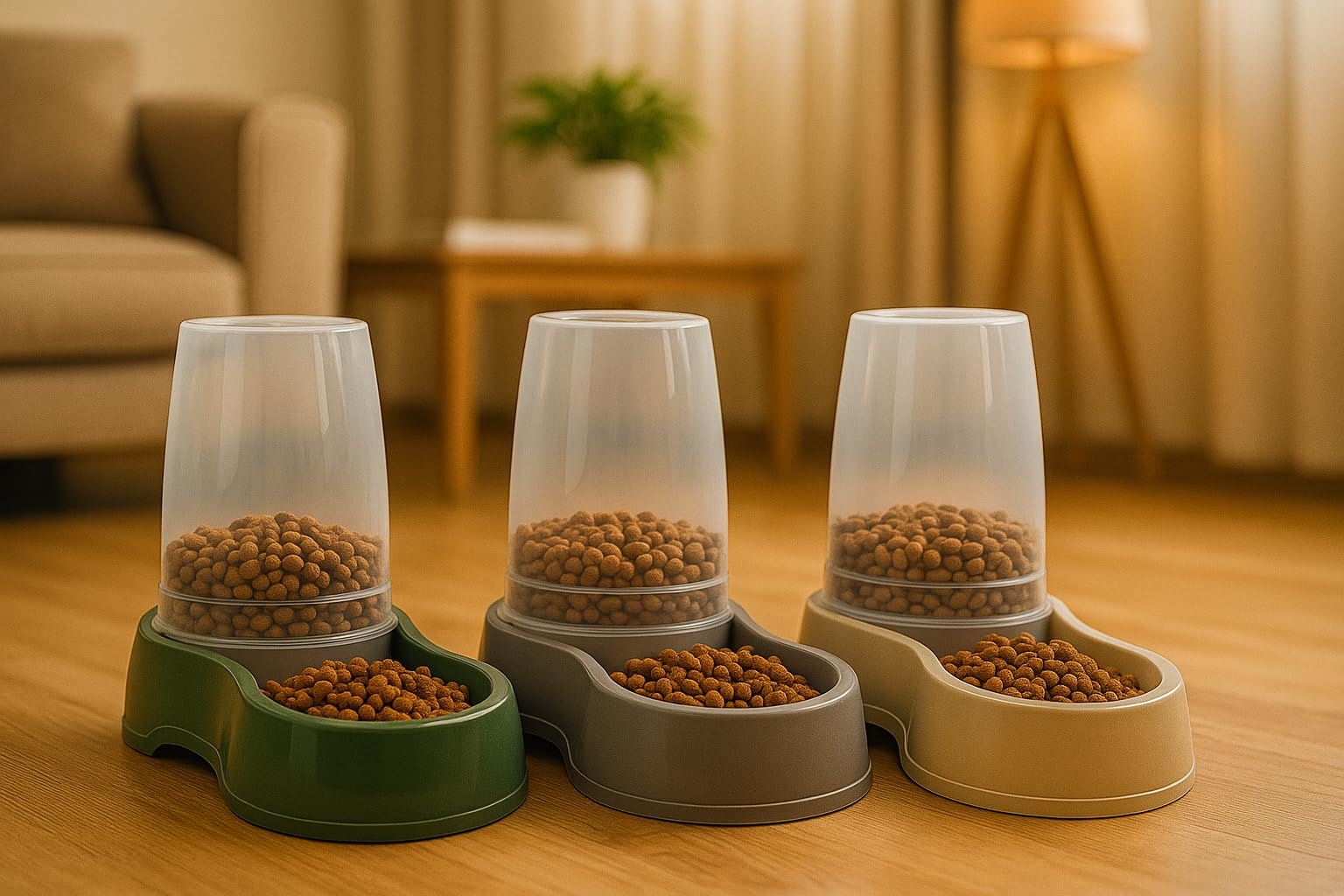 Pawfecto Pet Food & Water Dispenser – Pet Feeder, Food & Water Station for Cats & Small Dogs, Transparent Plastic, Portable – Food & Hydration Solution (Cream) - Image 5