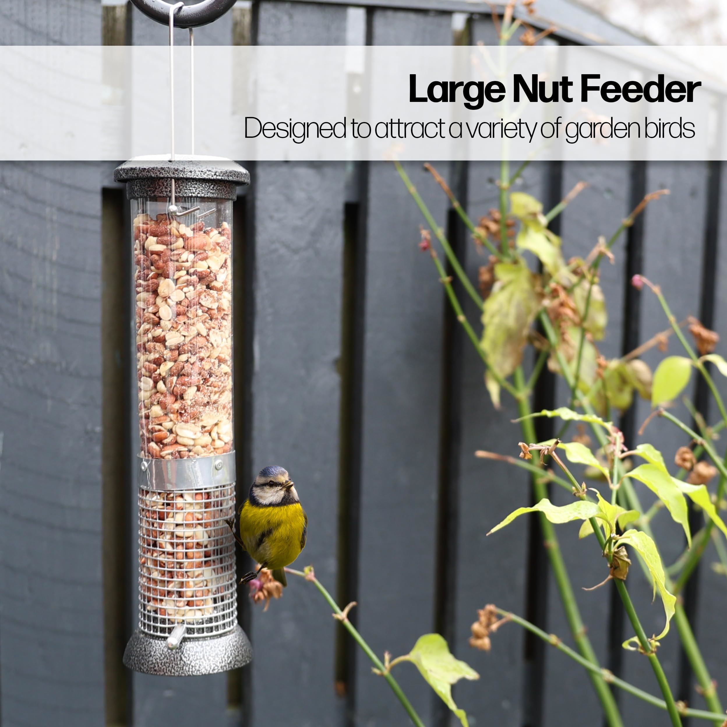 Pawfecto Peanut Feeder For Birds Hanging Bird Feeders Easy To Clean Durable Birdfeeder With Mesh For Feeding Suet Nibbles And Sprinkles (Large) - Image 4