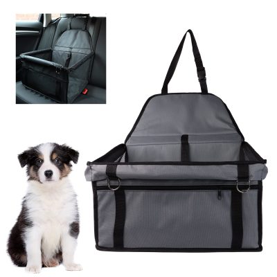 Pawfecto Pet Car Booster Seat for Travel Carrier Cage, Portable and Breathable Bag with Seat Belt, Puppy Carrier Safety Stable Folding Soft Washable Travel Bags for Dogs Cats (Grey)