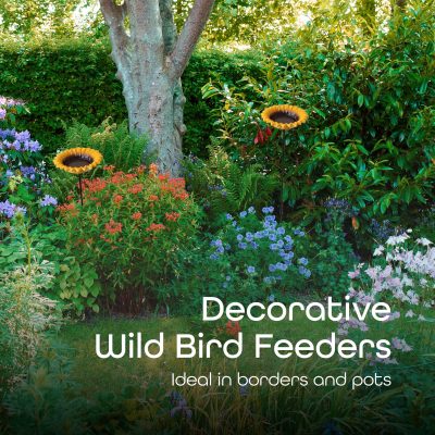 Pawfecto Bird Feeders Free Standing Flower Birds Feeding Station | Garden | Outdoor | Pole | Decorative | Wild Bird | Seed | Nut | Water | Bowl | Bath | Dish (Pack of 2) (Yellow)