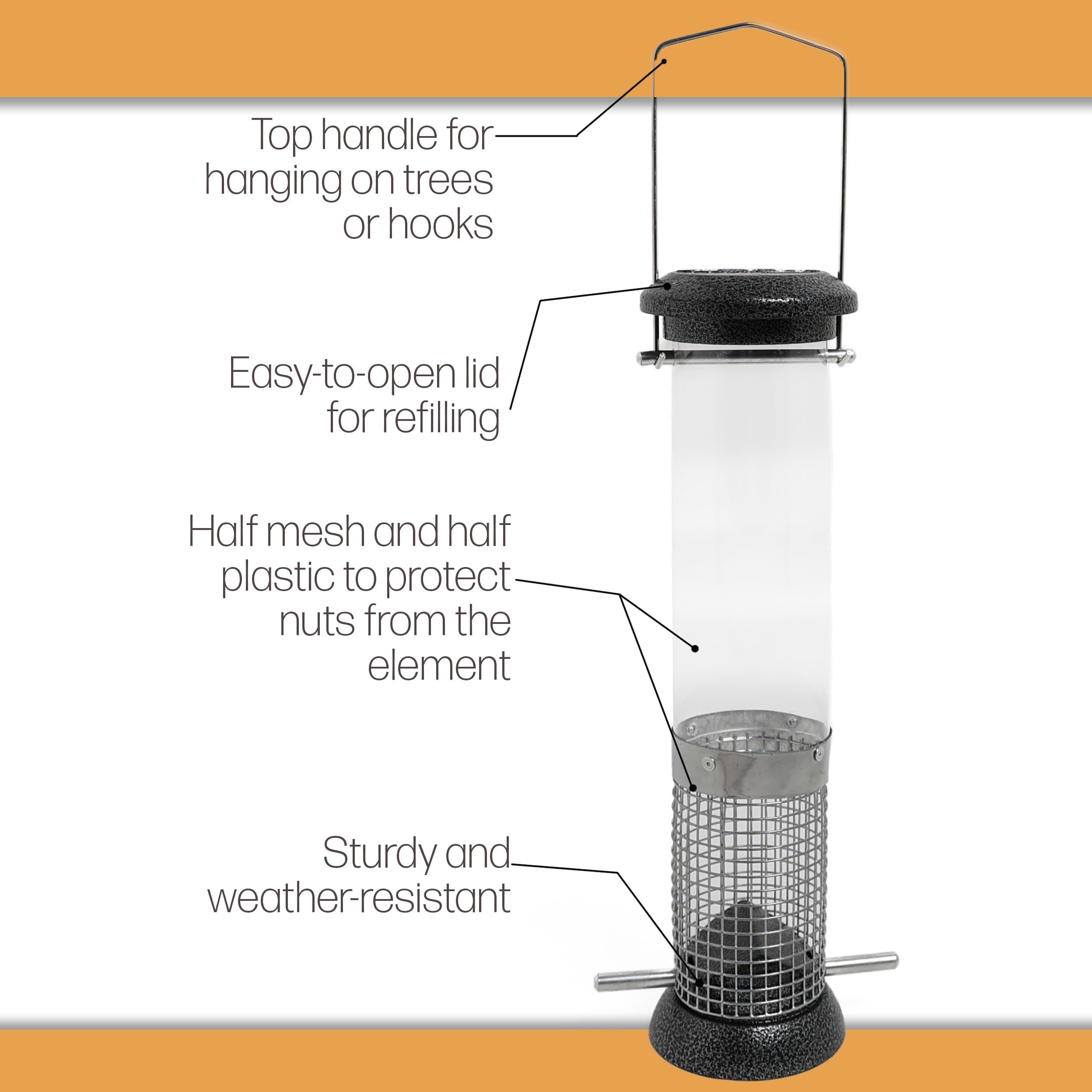 Pawfecto Peanut Feeder For Birds Hanging Bird Feeders Easy To Clean Durable Birdfeeder With Mesh For Feeding Suet Nibbles And Sprinkles (Large) - Image 5