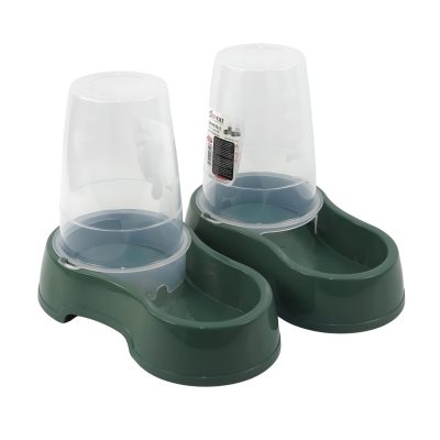 Pawfecto Pet Food & Water Dispenser – Pet Feeder, Food & Water Station for Cats & Small Dogs, Transparent Plastic, Portable – Food & Hydration Solution (Green)