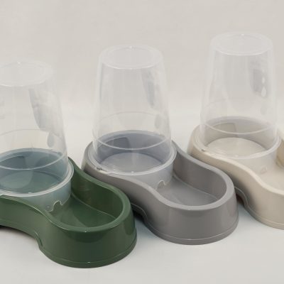 Pawfecto Pet Food & Water Dispenser – Pet Feeder, Food & Water Station for Cats & Small Dogs, Transparent Plastic, Portable – Food & Hydration Solution (Grey)