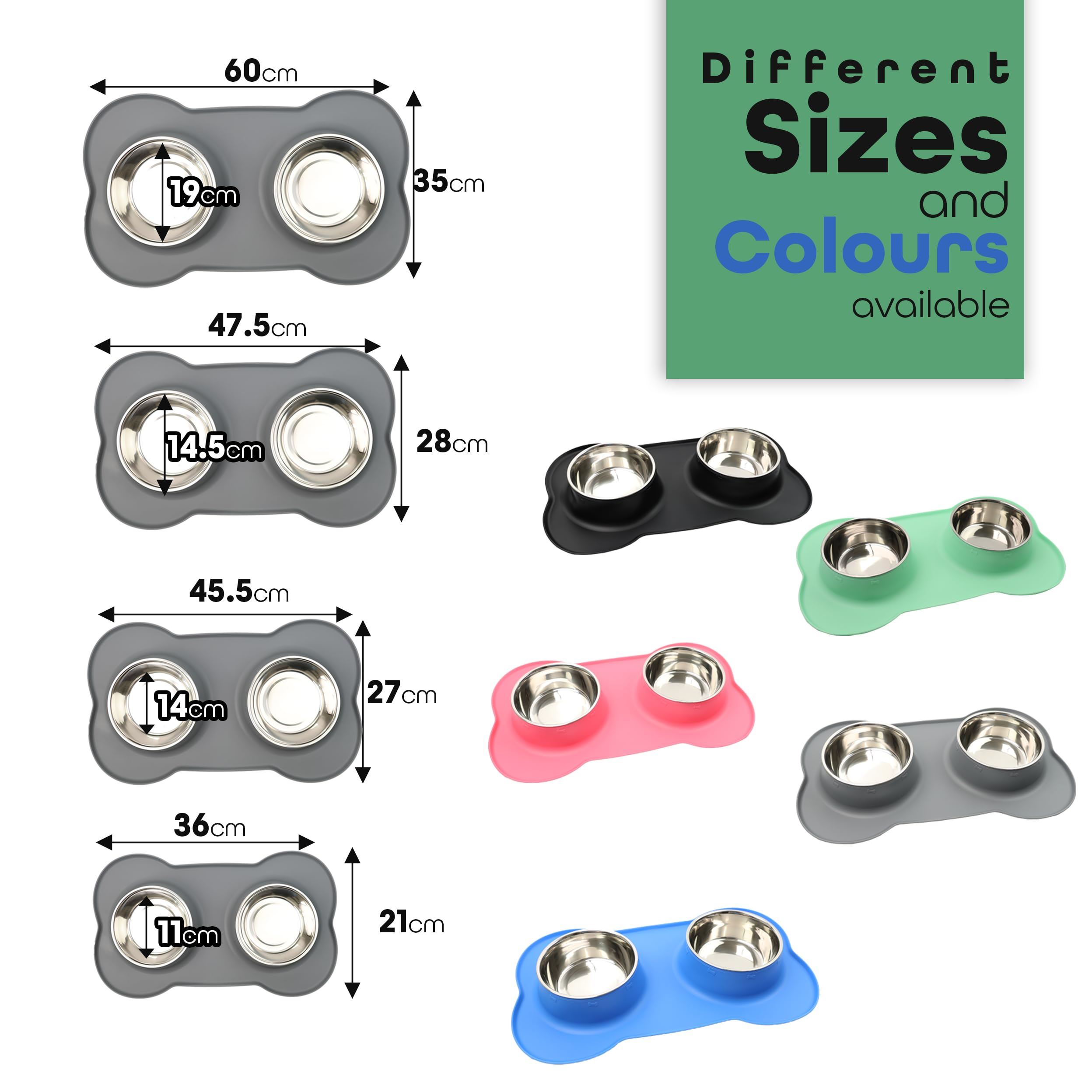 Pawfecto Pets Bowl Food And Drink Double Bowls Set With Silicone Mat Tray For Cats Puppies Small Dogs Feeding (Vista Blue, XL) - Image 7