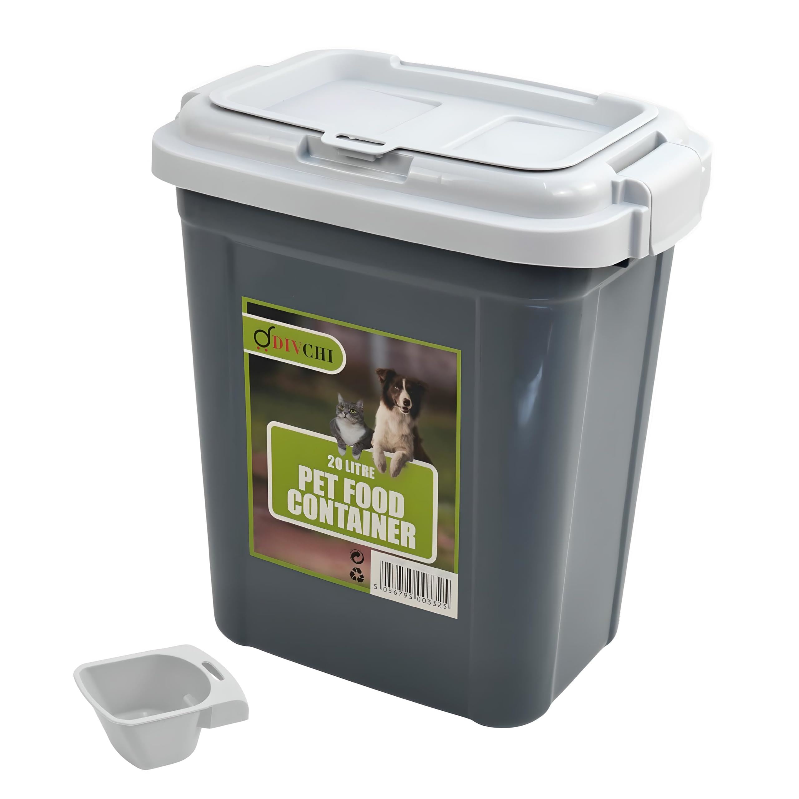 Pawfecto Pet Food Storage Container Flip Top Locking System With Integrated Scoop Plastic Birds Airtight Pet Dog Cat Animal Dry Food 15 KG Dispenser Bin (Grey, 30 L) - Image 3