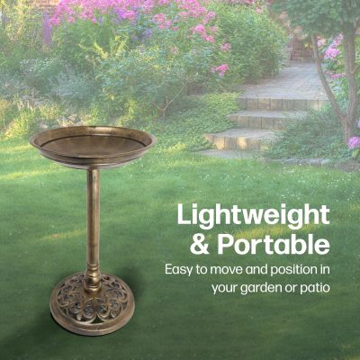 Pawfecto Bird Bath for Garden Freestanding Birdbaths Wild Birds Baths Feeder Bowl Pedestal Birdbath for Outdoors Patio Yard & Lawn Décor (Bronze Classic Bird Bath)